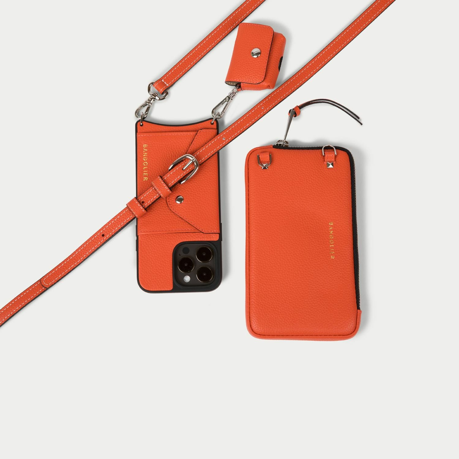 BANDOLIER オレンジ ストラップ付きiPhone 13ケース EXPANDED ORANGE POUCH エキスパンデッド オレンジ ポーチ | バンド