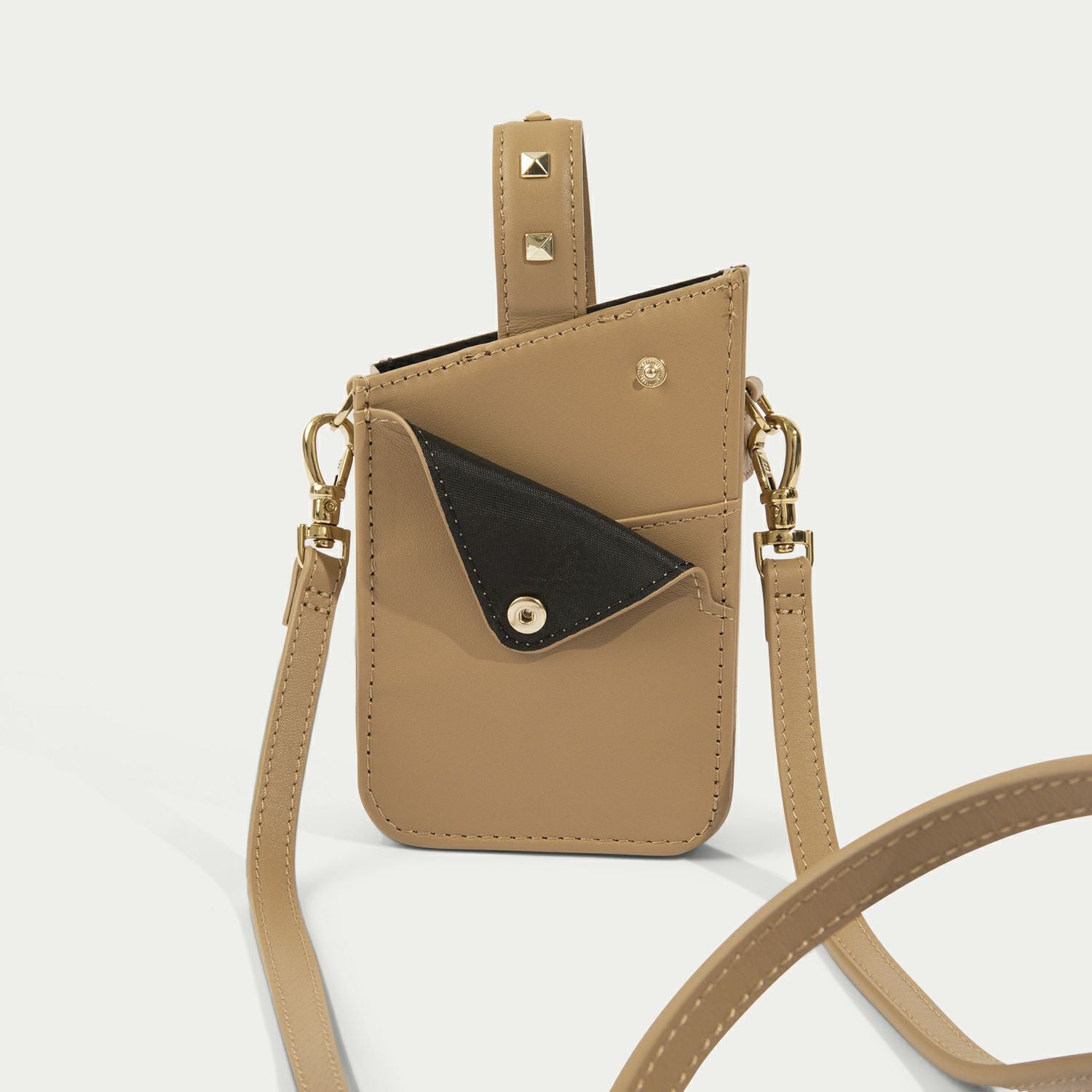【★CHIYO★様お取り置きページ】ハンドメイドバックインスマホケース iPhone・Android対応】EMMA PHONE POUCH TAN エマ フォンポーチ タン