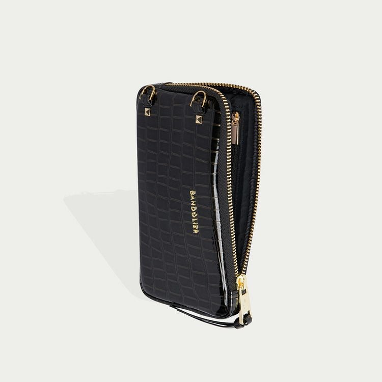 BANDOLIER ブラック iPhoneケース EXPANDED POUCH CROC BLACK エキスパンデッド クロックブラック ポーチ