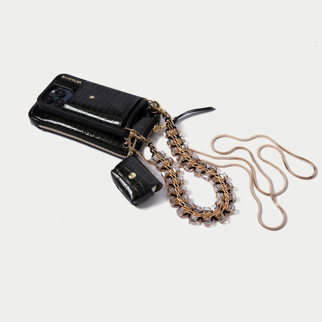 EXPANDED POUCH CROC BLACK エキスパンデッド クロックブラック ポーチ