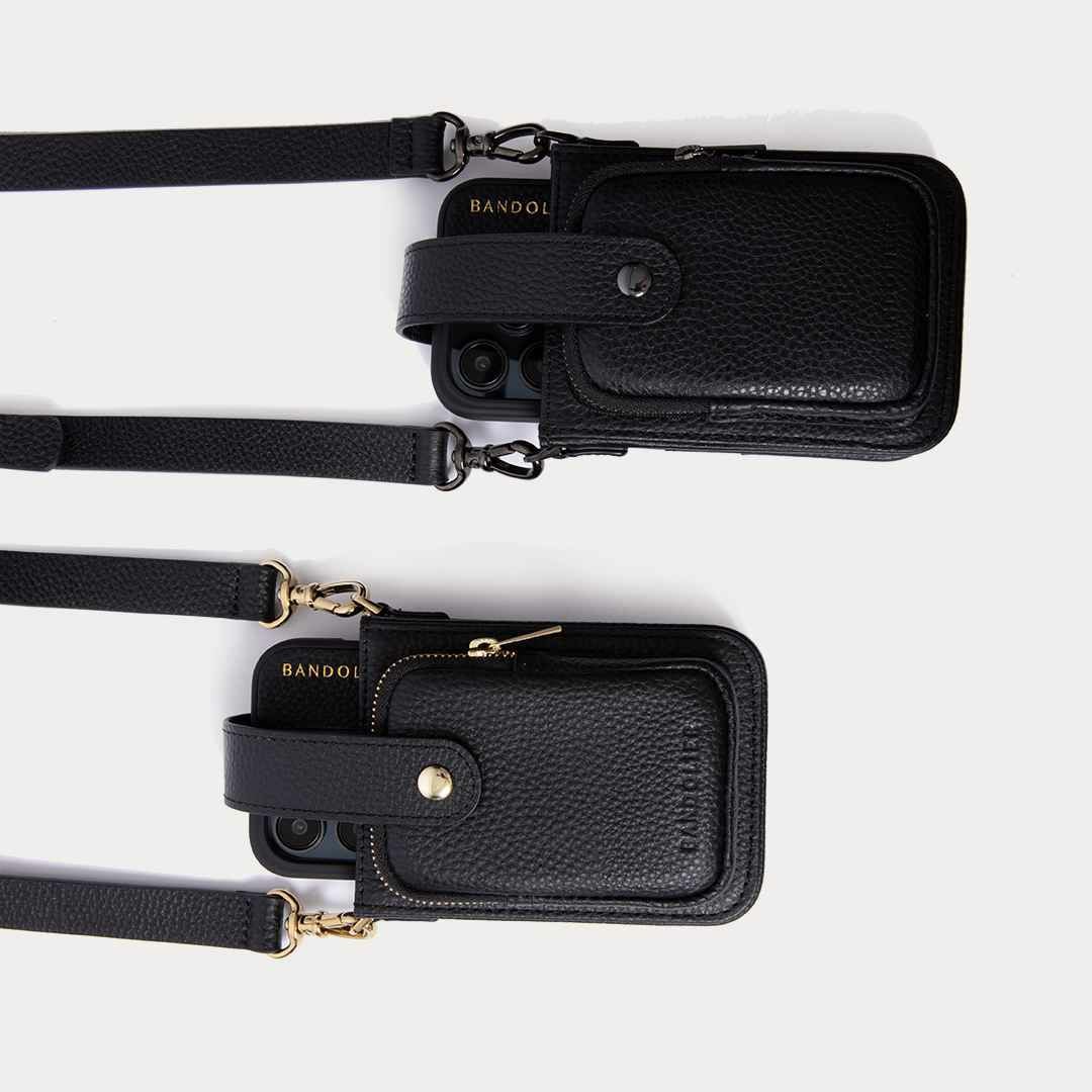 【美品✨】バンドリヤー ヘイリー フォーンポーチ ピューター レザー ブラック iPhone・Android対応】HAILEY PHONE POUCH PEWTER ヘイリー フォン