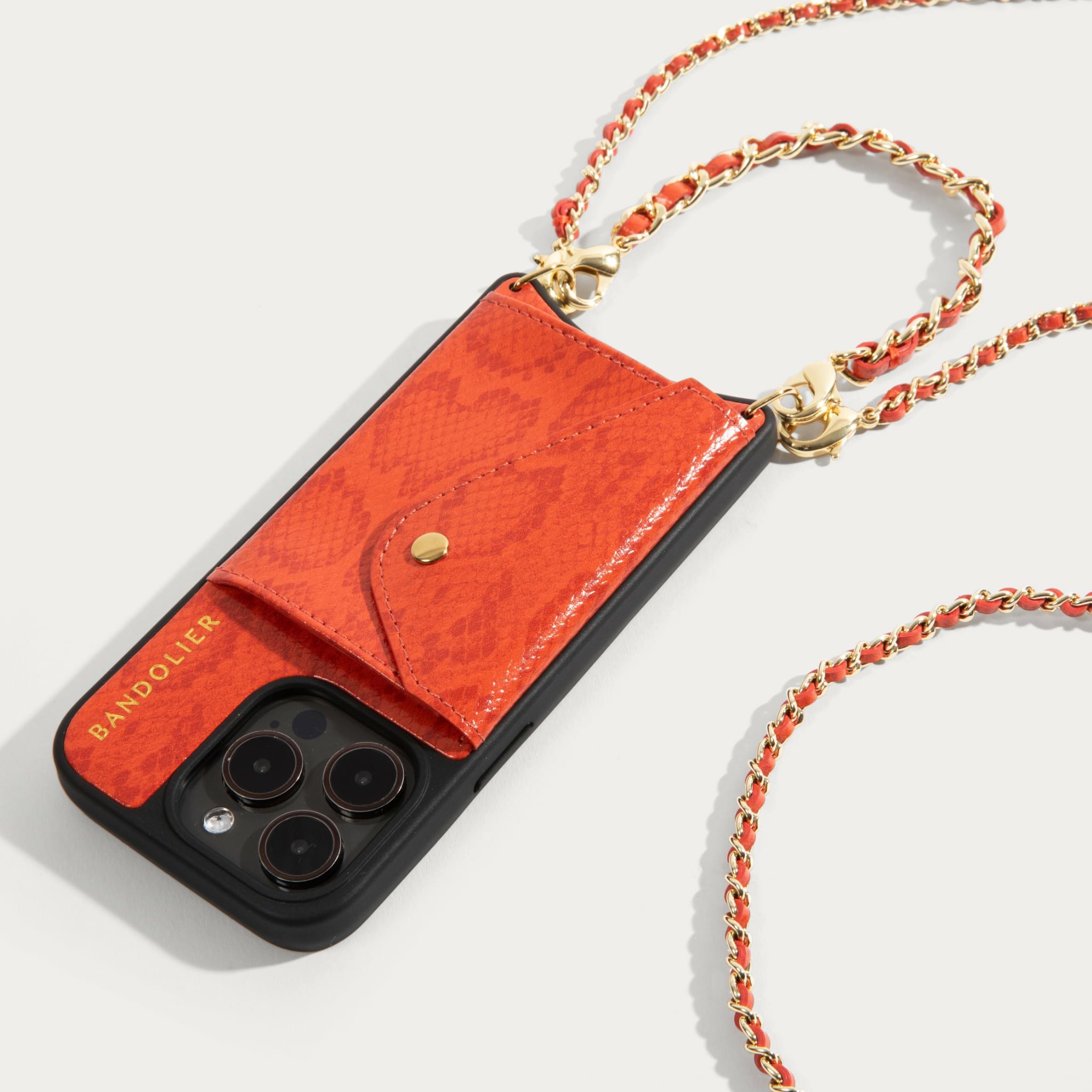 BANDOLIER オレンジ ストラップ付きiPhone 13ケース 17 Series】 CASEY CHROME ORANGE ケイシー マグセーフ オレンジ