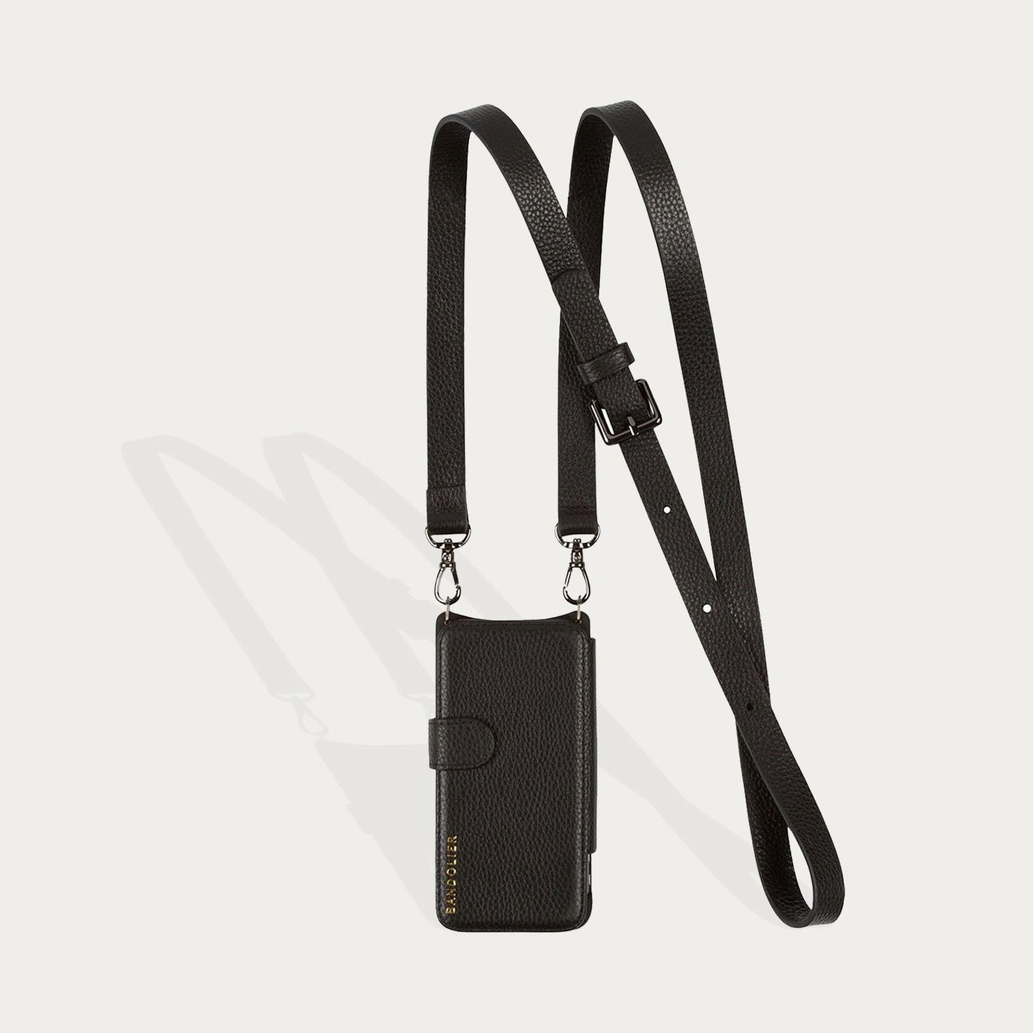 【美品✨】バンドリヤー ヘイリー フォーンポーチ ピューター レザー ブラック iPhone・Android対応】HAILEY PHONE POUCH PEWTER ヘイリー フォン