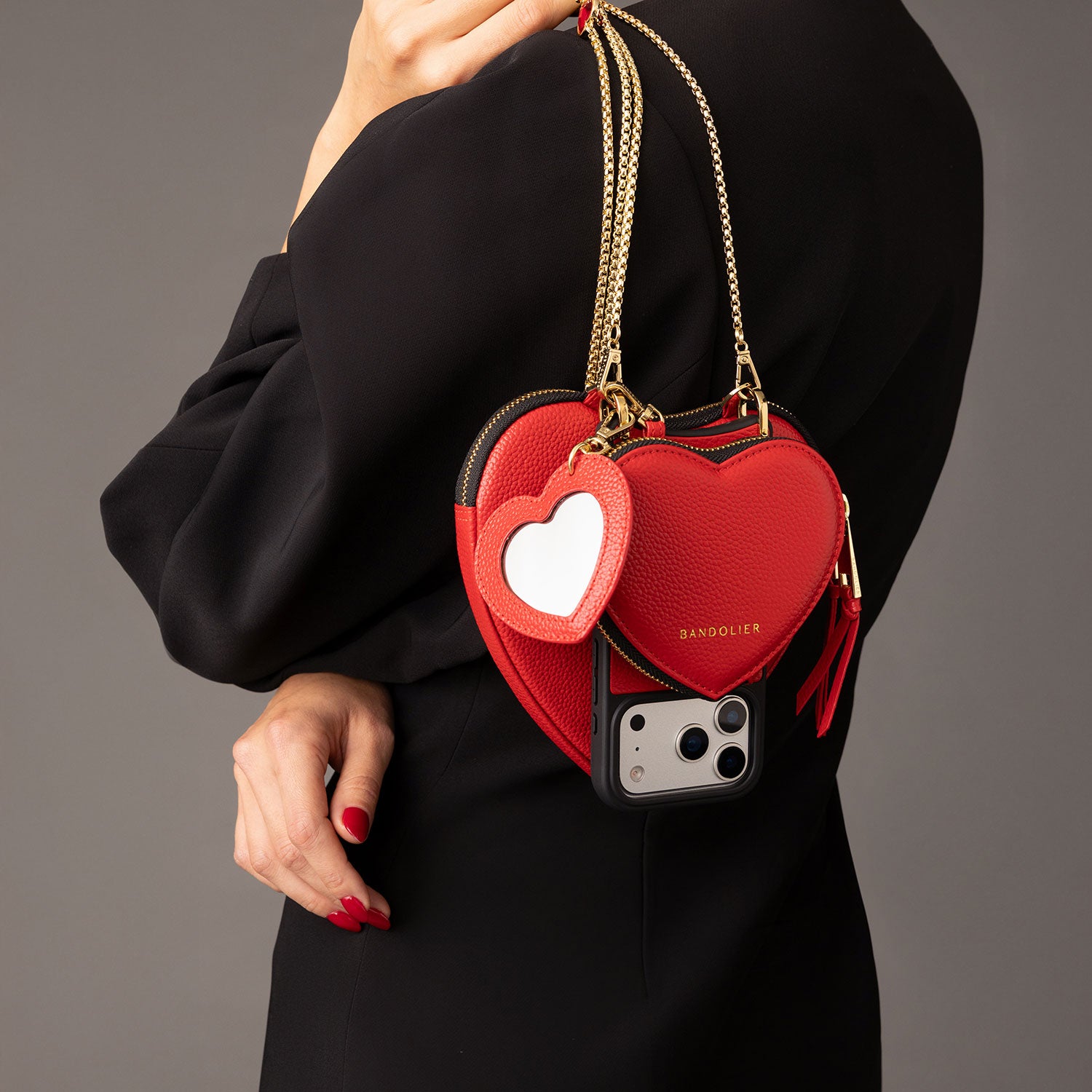 希少！BANDOLIER ハート型 iPhoneケース MIRROR HEART CHARM RED ミラーハートチャーム レッド | バンドリヤー